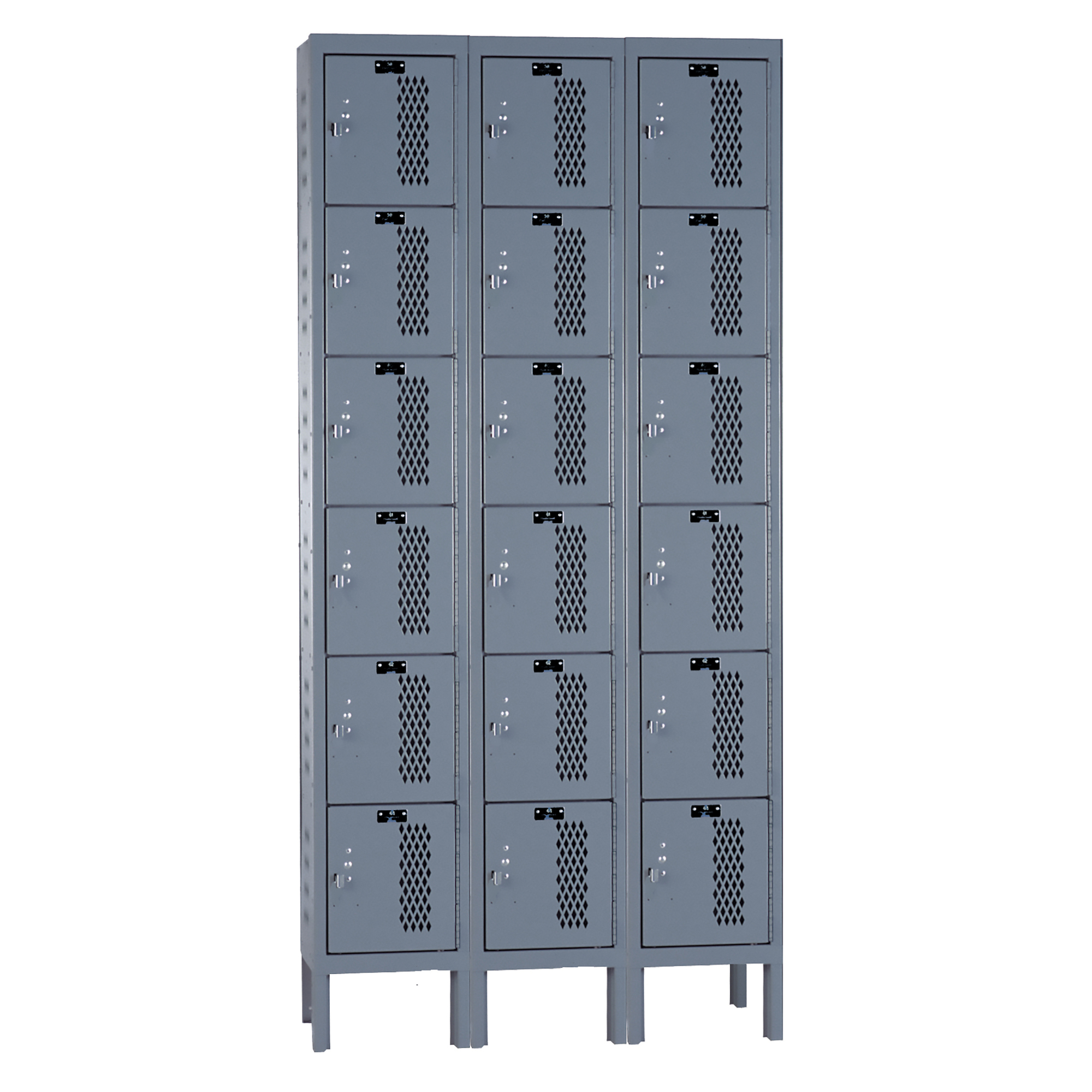 Hallowell Six Tier Heavy-Duty Ventilated Locker, Height 78 in, Width 36 in, Color Family Dark Gray, Model# U3258-6HV-A-HG