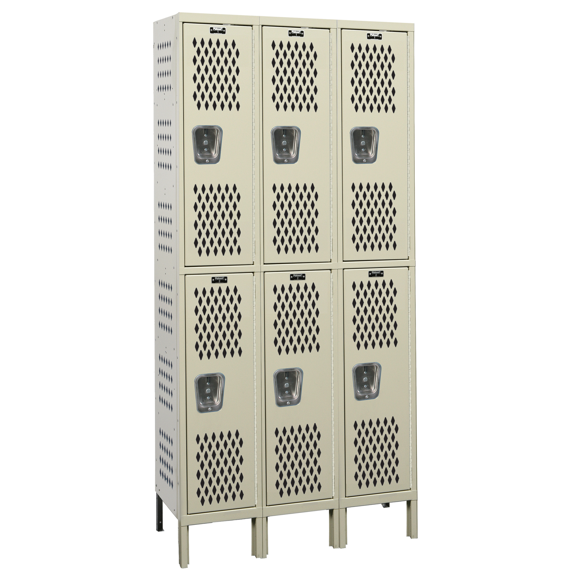 Hallowell Double Tier Heavy-Duty Ventilated Locker, Height 78 in, Width 36 in, Color Family Tan, Model# U3288-2HV-A-PT